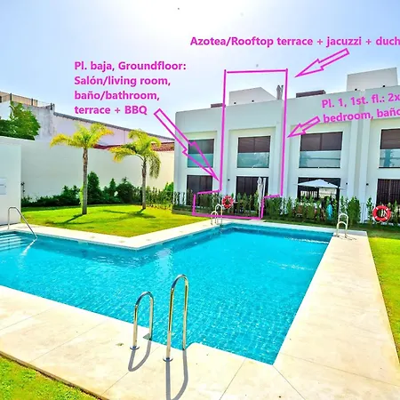 Holiday home Jacuzzi & Pool House W Rooftop Terrace, Garden Bbq El Puerto de Santa Maria